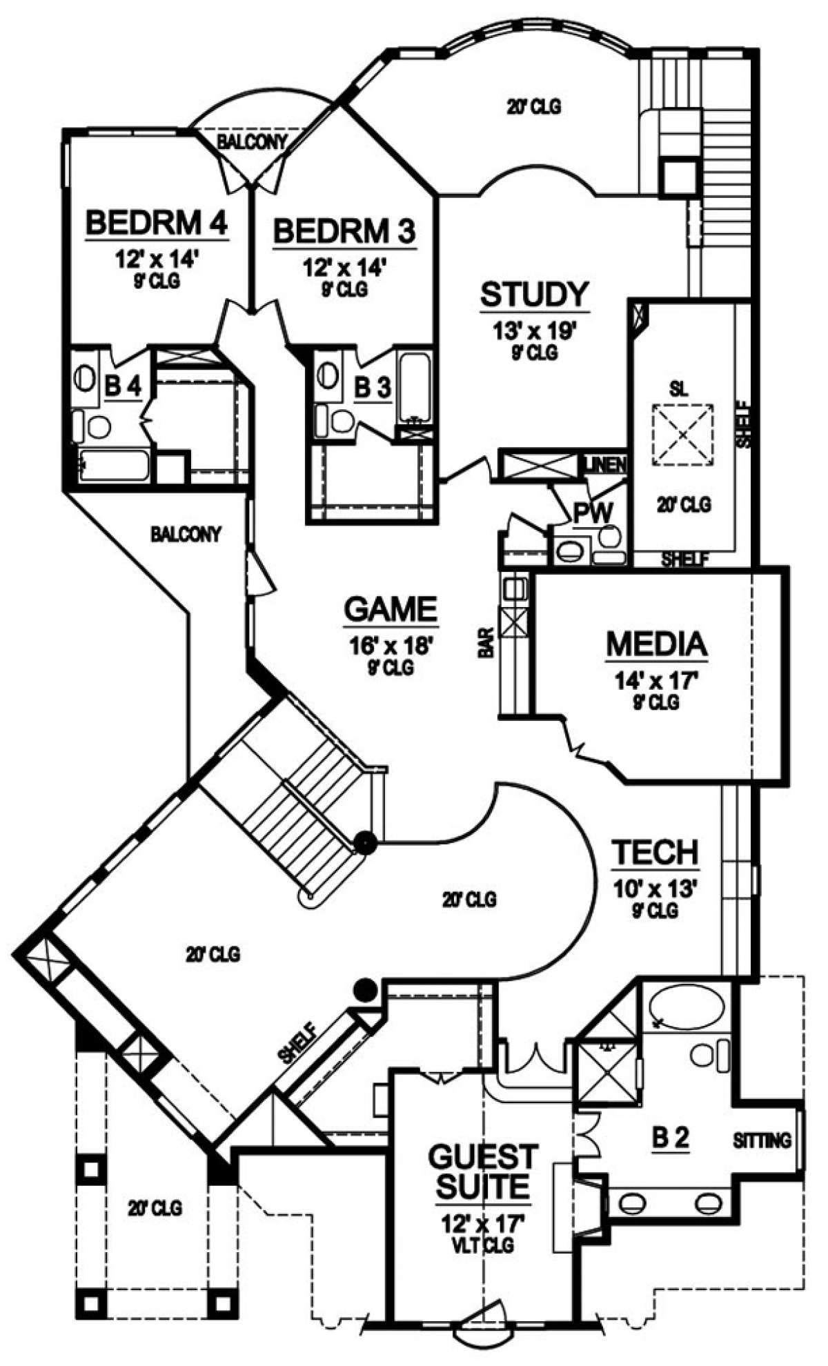 Floorplan 2 for House Plan #5445-00190