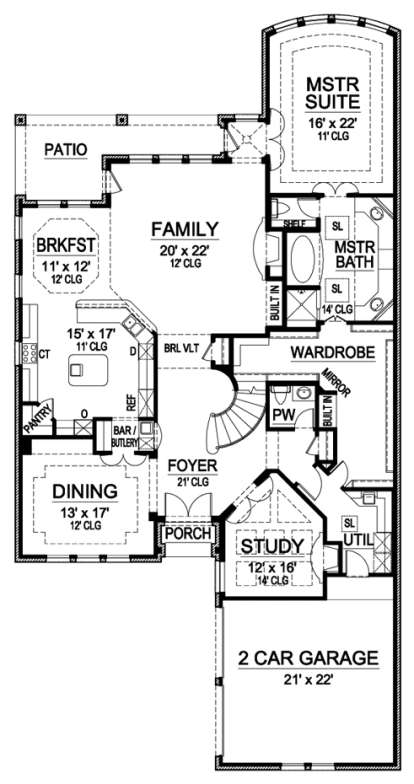 Floorplan 1 for House Plan #5445-00191