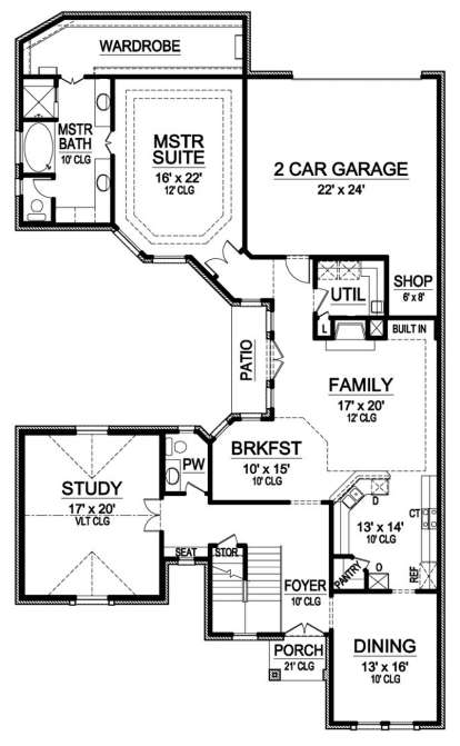 Floorplan 1 for House Plan #5445-00194