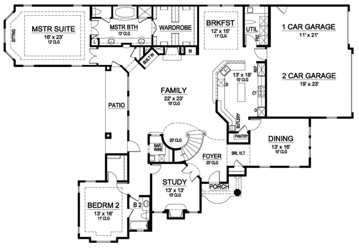 Floorplan 1 for House Plan #5445-00195