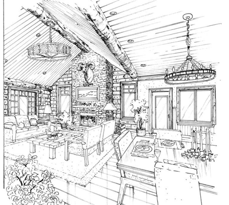 Cabin House Plan #1907-00014 Elevation Photo
