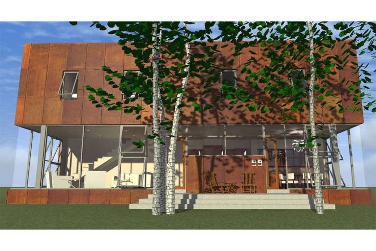 Narrow Lot House Plan #028-00102 Elevation Photo