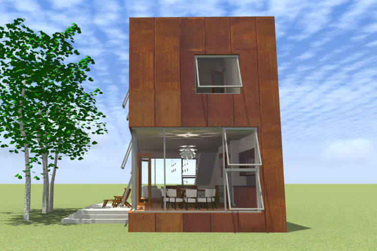 Narrow Lot House Plan #028-00102 Elevation Photo