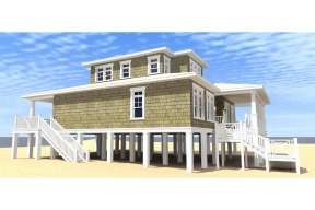 Coastal House Plan #028-00110 Elevation Photo