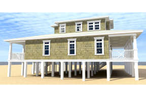 Coastal House Plan #028-00110 Elevation Photo