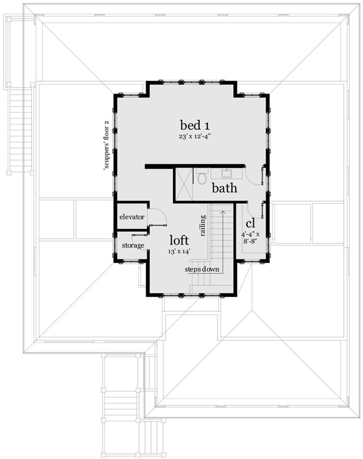 Second Floor for House Plan #028-00110