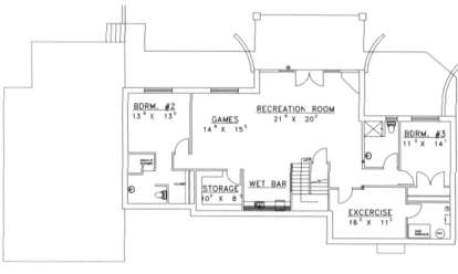 Basement Floor for House Plan #039-00328