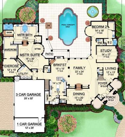 Floorplan 1 for House Plan #5445-00215