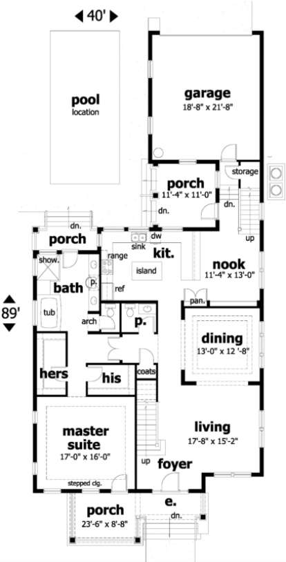 First Floor for House Plan #028-00015