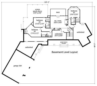 Basement Floor Plan for House Plan #957-00065