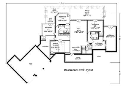 Basement Floor Plan for House Plan #5458-00066