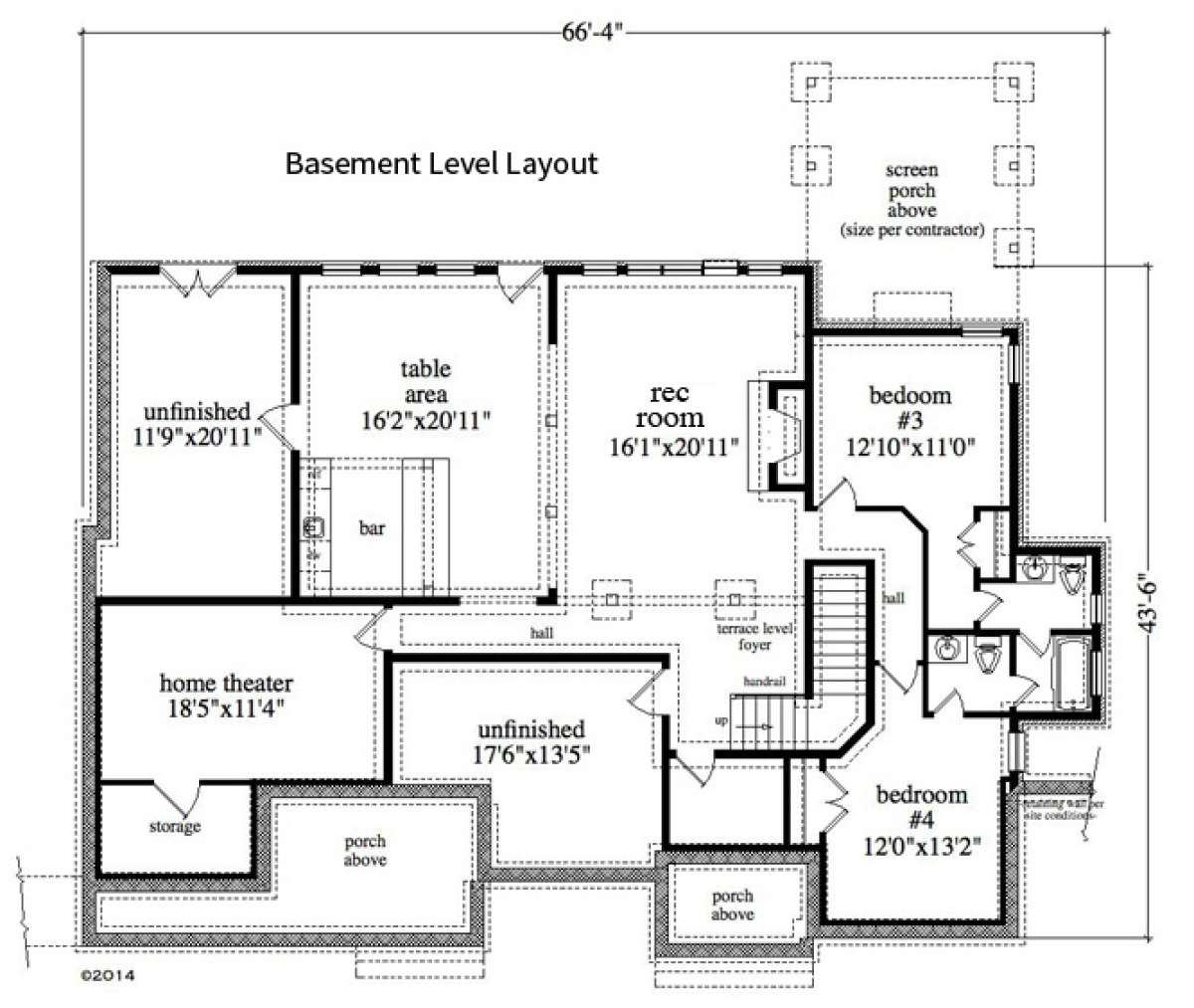Basement Floor Plan for House Plan #957-00067