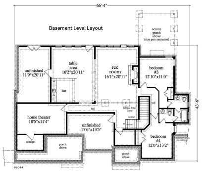 Basement Floor Plan for House Plan #5458-00067