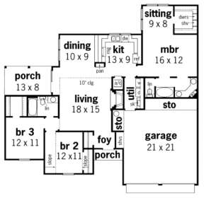 Floorplan 1 for House Plan #048-00069