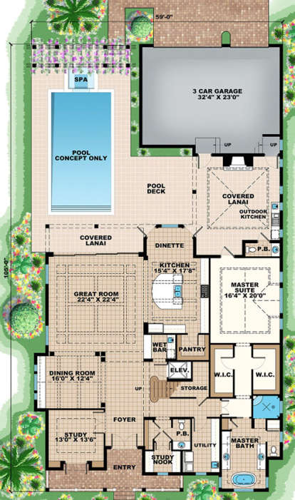 Luxury Plan: 4,427 Square Feet, 5 Bedrooms, 3.5 Bathrooms - 1637-00059
