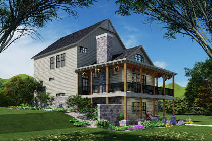 Mountain Rustic House Plan #5458-00069 Elevation Photo