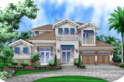 Coastal House Plan #5565-00011 Elevation Photo