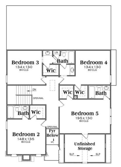 Second Floor for House Plan #009-00239