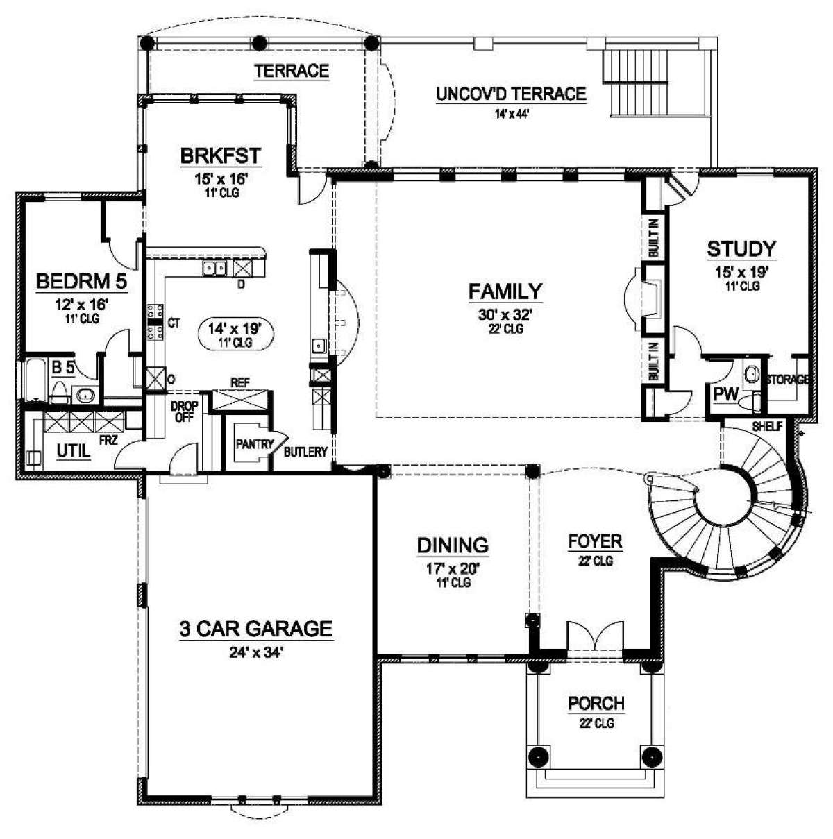 Floorplan 1 for House Plan #5445-00222