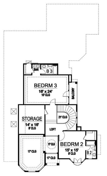 Floorplan 2 for House Plan #5445-00223
