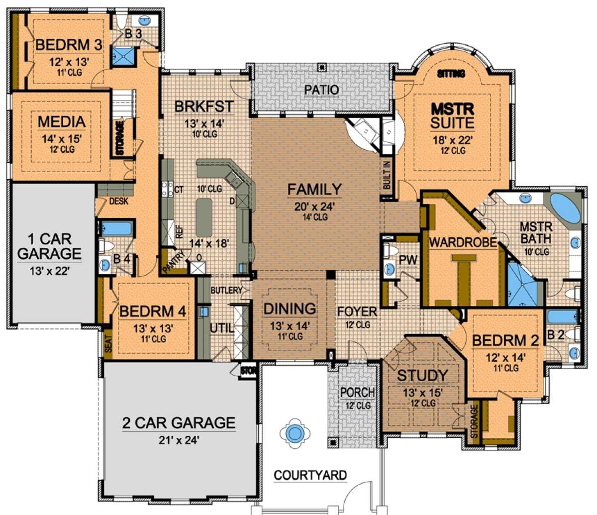 Floorplan 1 for House Plan #5445-00224
