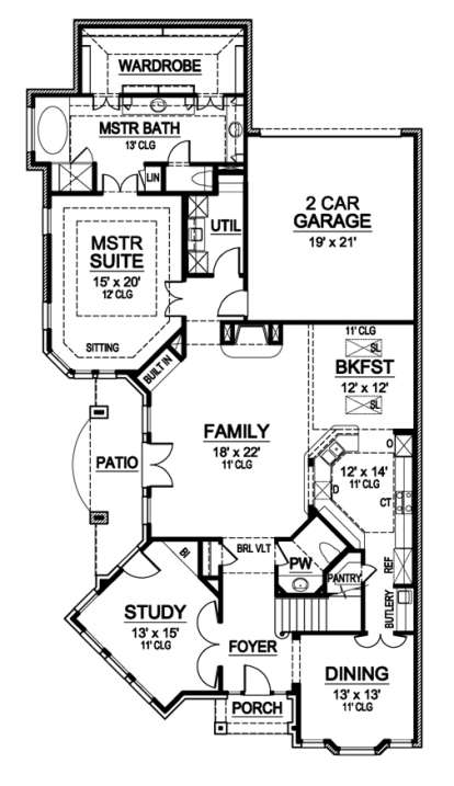 Floorplan 1 for House Plan #5445-00225