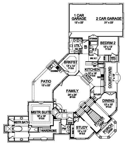 Floorplan 1 for House Plan #5445-00228