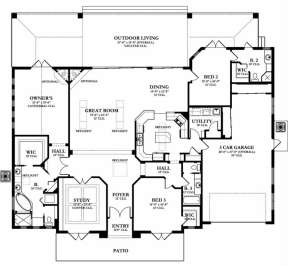 Floorplan 1 for House Plan #3978-00015