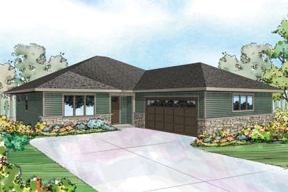 Prairie House Plan #035-00639 Elevation Photo