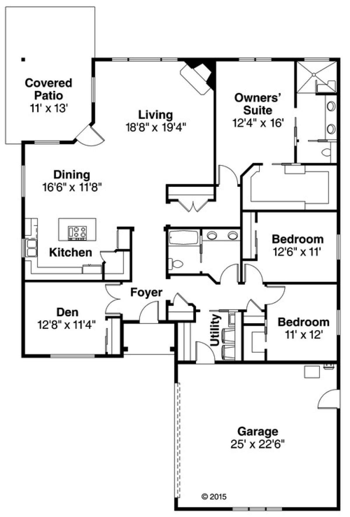 Floorplan 1 for House Plan #035-00639