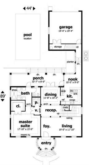First Floor for House Plan #028-00016