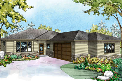 Ranch House Plan #035-00663 Elevation Photo