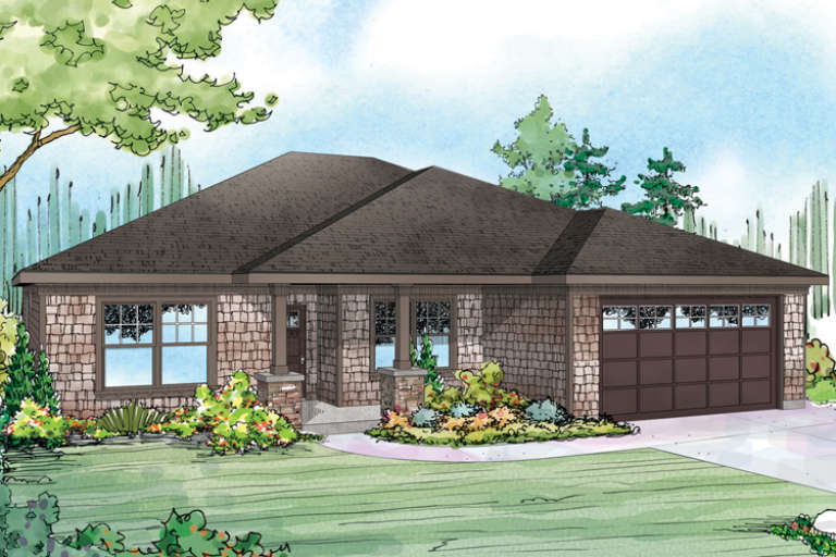 Ranch House Plan #035-00665 Elevation Photo