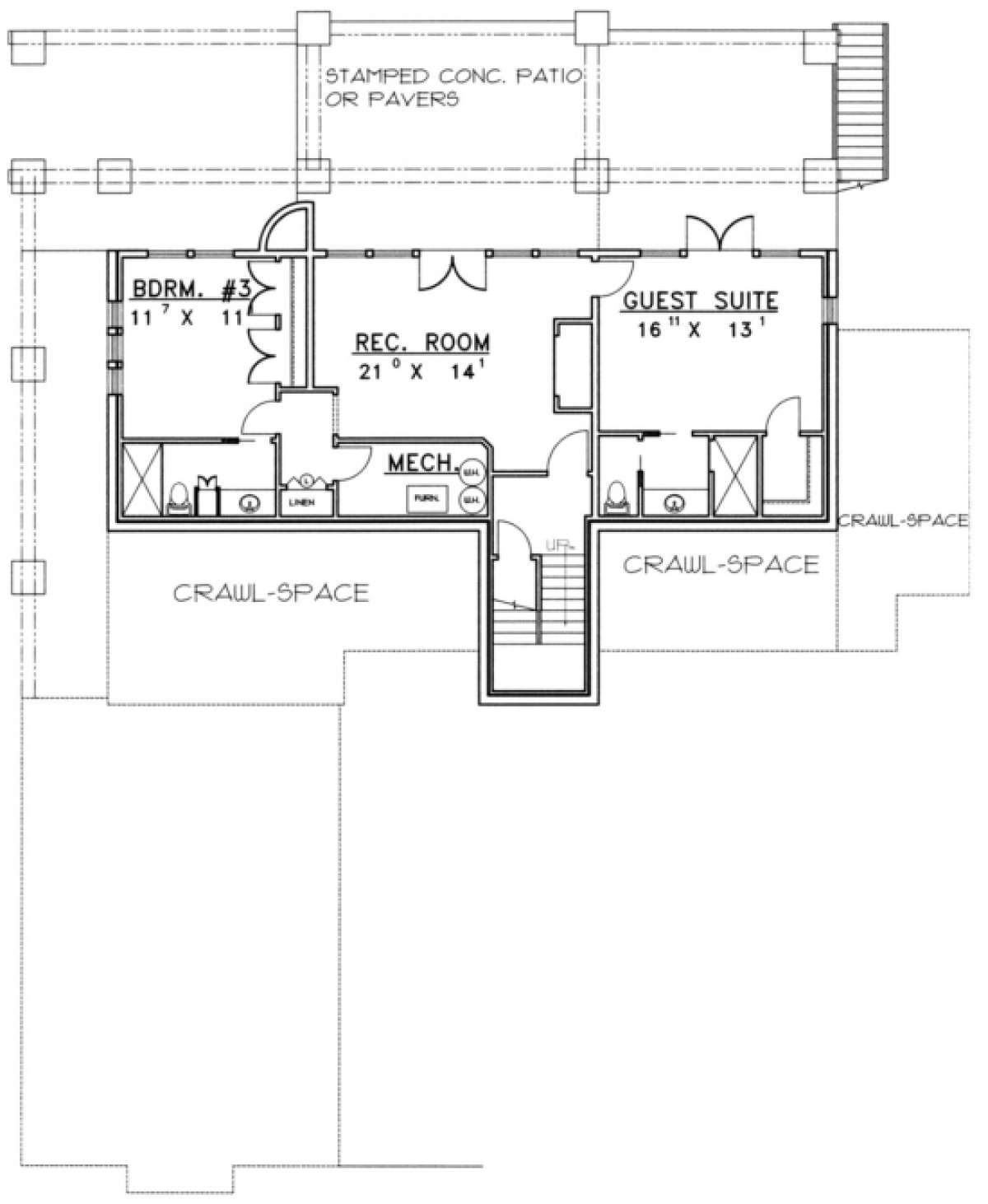 Basement Floor for House Plan #039-00337