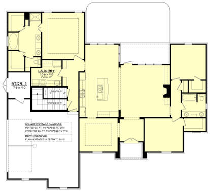 Main Floor w/ Basement Stairs Location for House Plan #041-00103