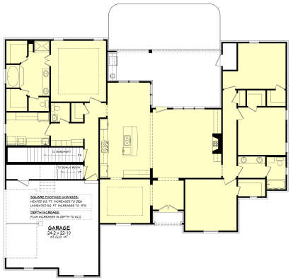 Main Floor w/ Basement Stairs Location for House Plan #041-00106