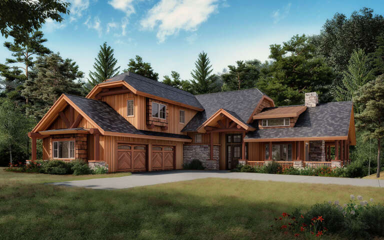 Mountain Rustic House Plan #1907-00022 Elevation Photo