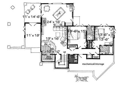 Basement Floor Plan for House Plan #1907-00024