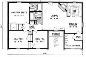 Floorplan 1 for House Plan #048-00227