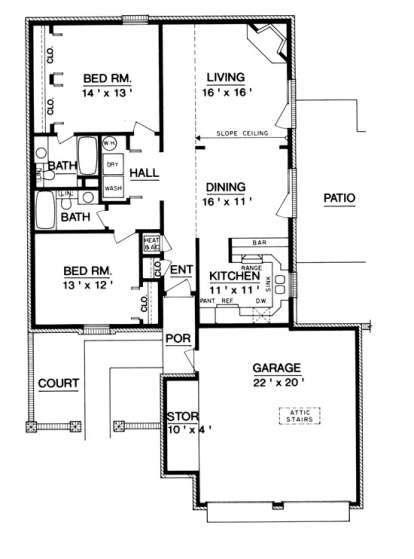 Floorplan 1 for House Plan #048-00233