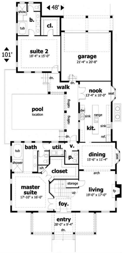 First Floor for House Plan #028-00017