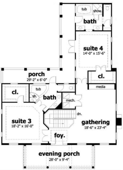 Second Floor for House Plan #028-00017