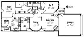 Floorplan 1 for House Plan #048-00074