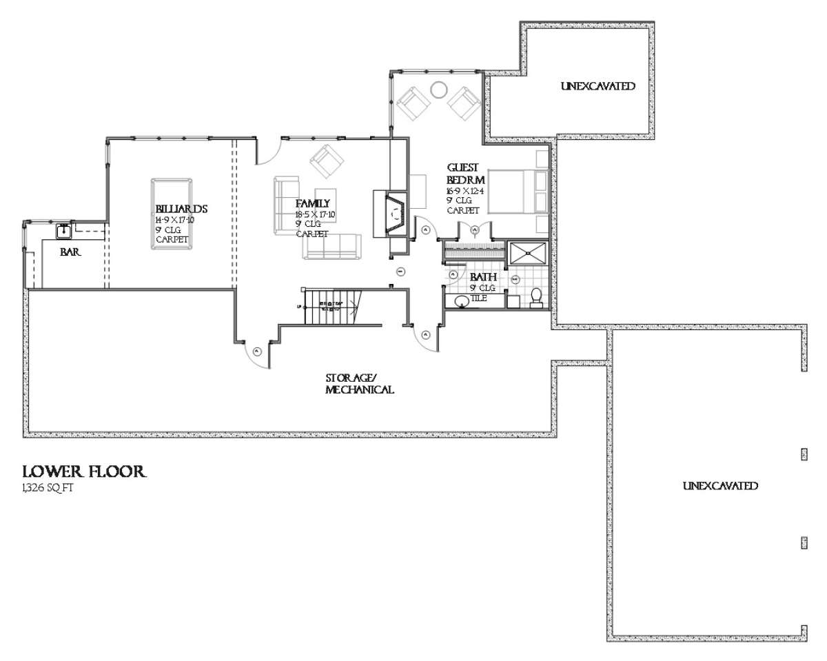 Basement Floor Plan for House Plan #1637-00104