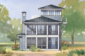 Coastal House Plan #1637-00105 Elevation Photo