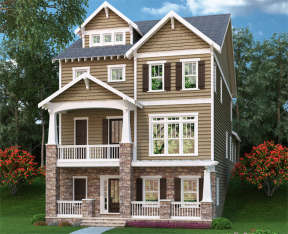 Narrow Lot House Plan #009-00242 Elevation Photo