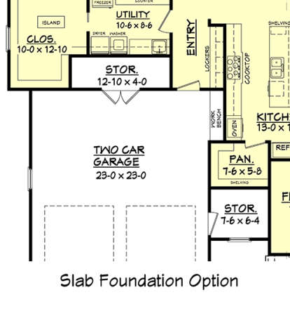 Slab Foundation Option for House Plan #041-00117