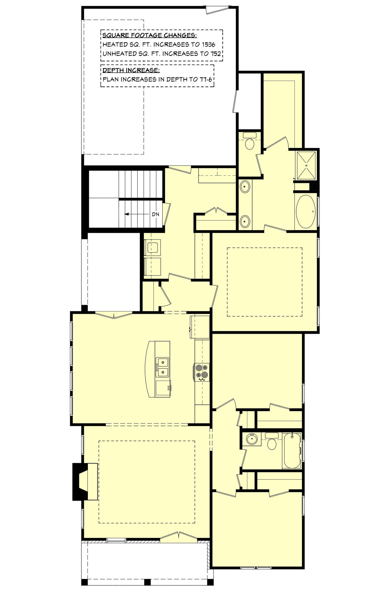 Main Floor w/ Basement Stair Location for House Plan #041-00118
