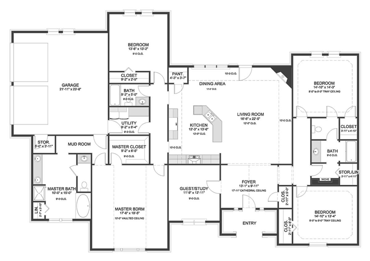Floorplan 1 for House Plan #9940-00003