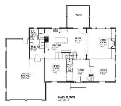 Floorplan 1 for House Plan #1637-00107